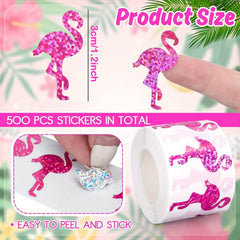 500pcs Flamingo Stickers Roll Adhesive Paper Decals for Water Bottles Scrapbook