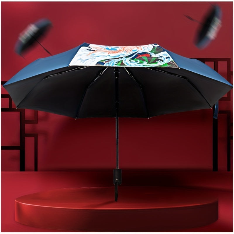 Koi Pattern UV Protection Sunshade Umbrella Automatic Folding
