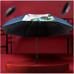 Koi Pattern UV Protection Sunshade Umbrella Automatic Folding