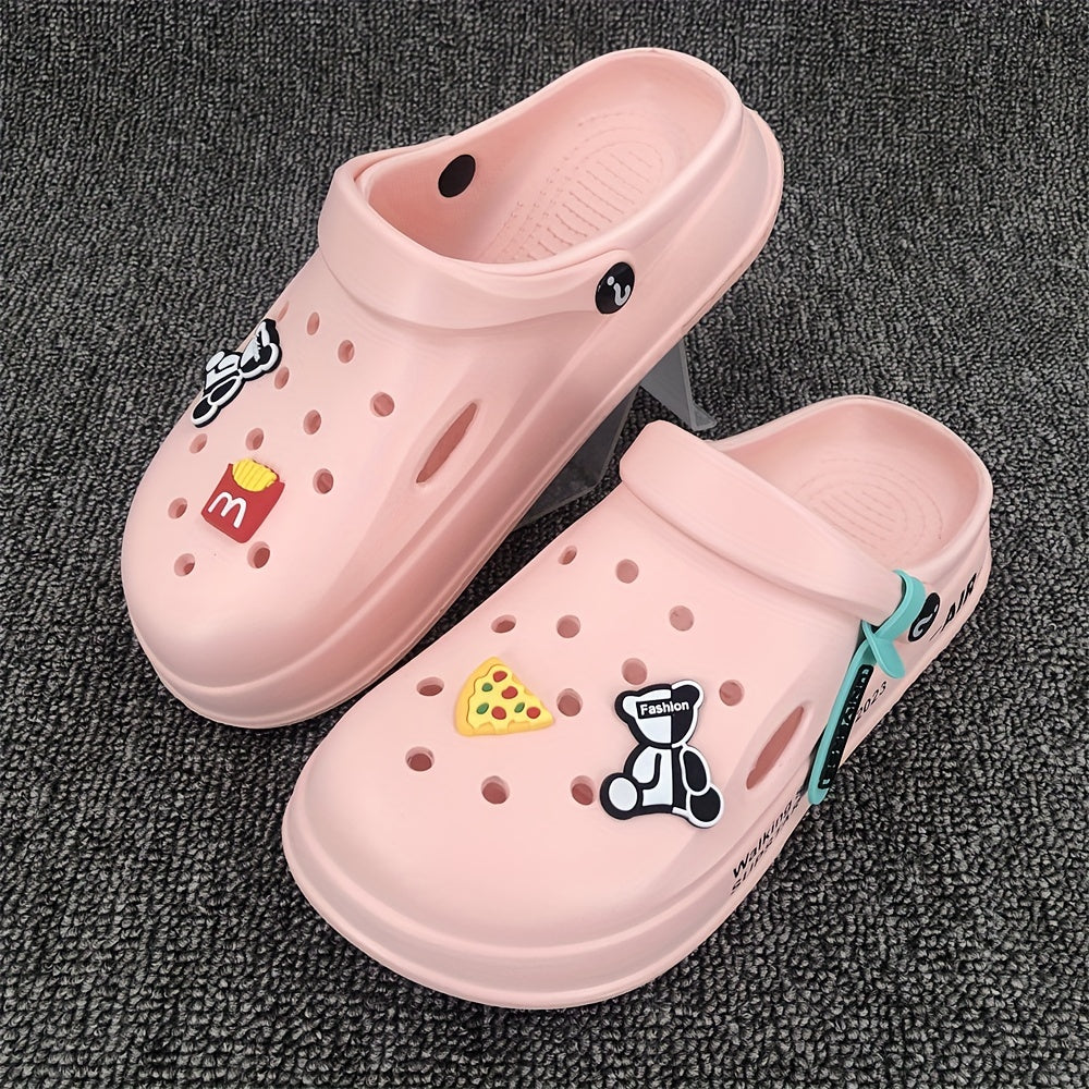 Women's Platform Cartoon Bear Garden Clogs Hollow Out Sandals