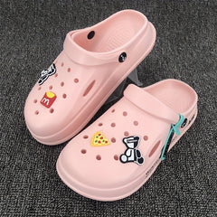 Women's Platform Cartoon Bear Garden Clogs Hollow Out Sandals