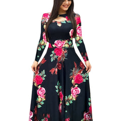 Floral Print Cut Out Maxi Dress Plus Size