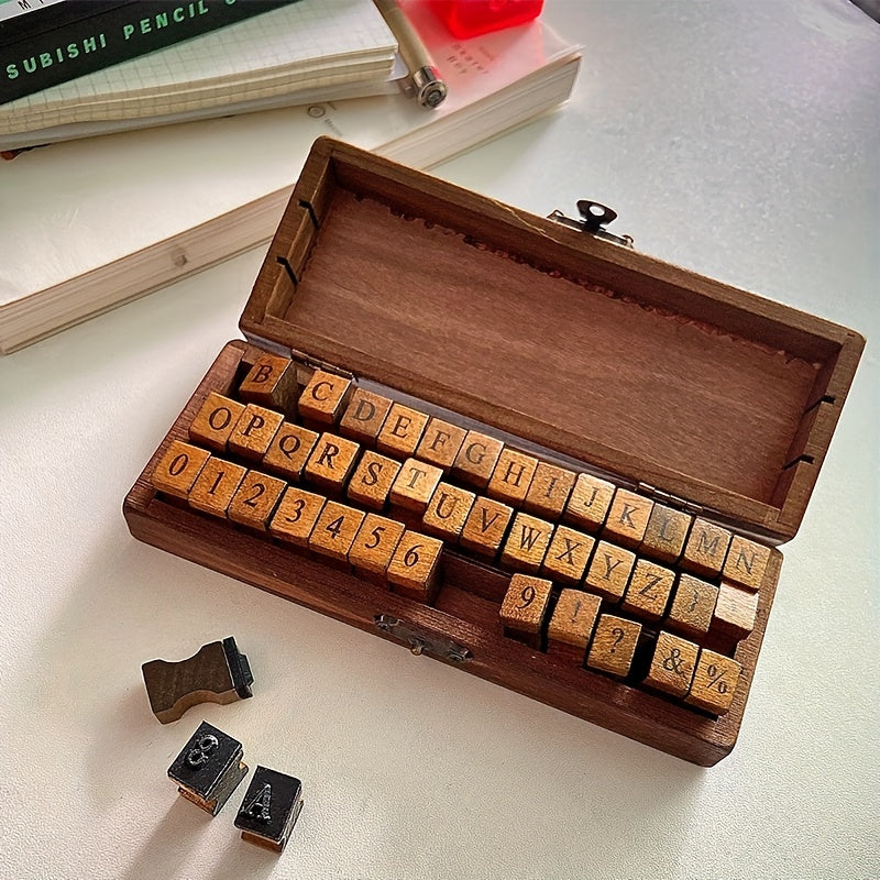42pcs Classic Vintage Wooden Stamps Set DIY Craft
