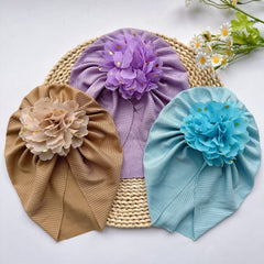 Soft Elastic Strip Flower Baby Hat For Girl