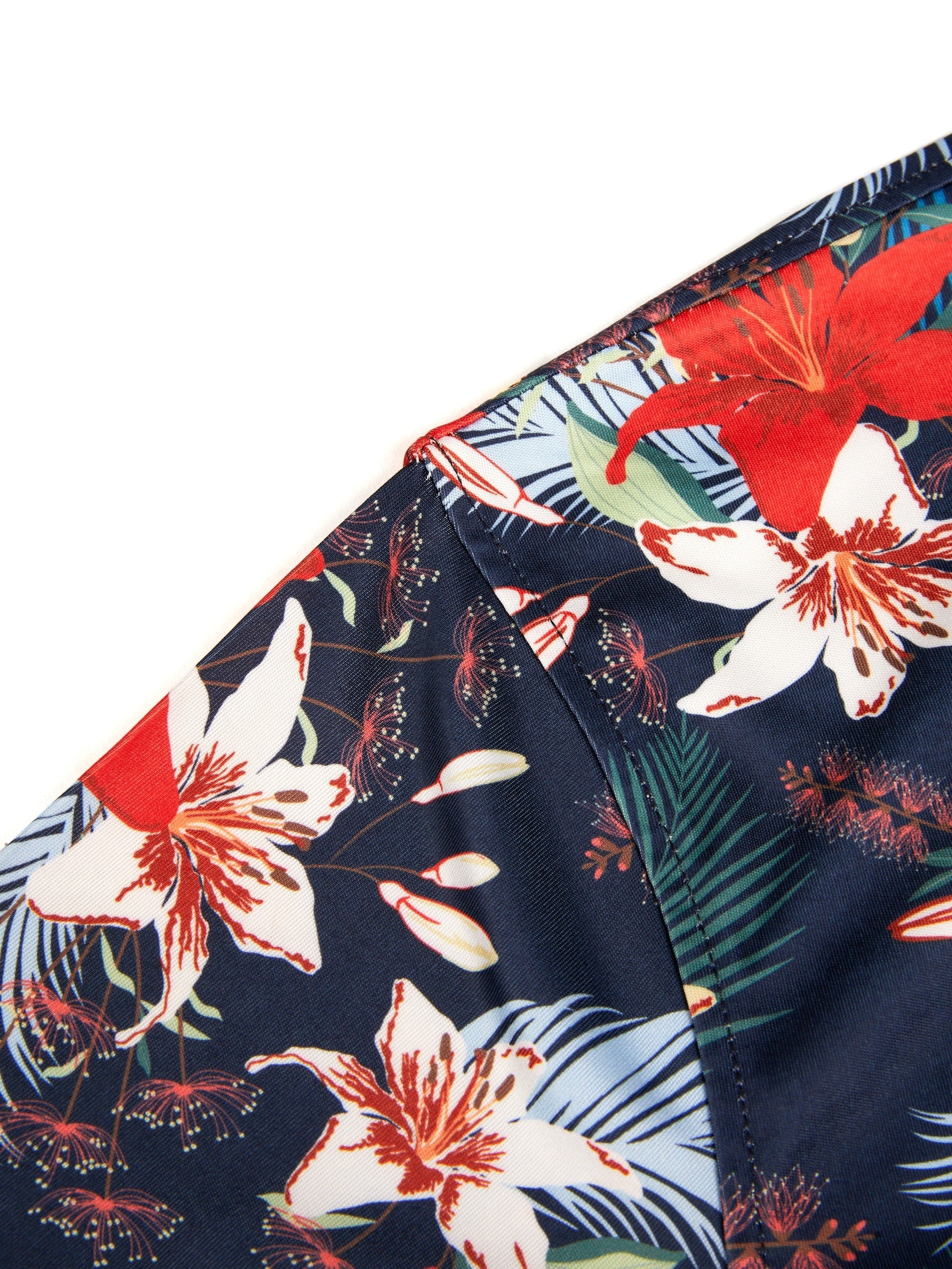 Men's Floral Shirt Casual Button Up Short Sleeve Tee Top