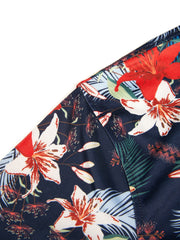 Men's Floral Shirt Casual Button Up Short Sleeve Tee Top