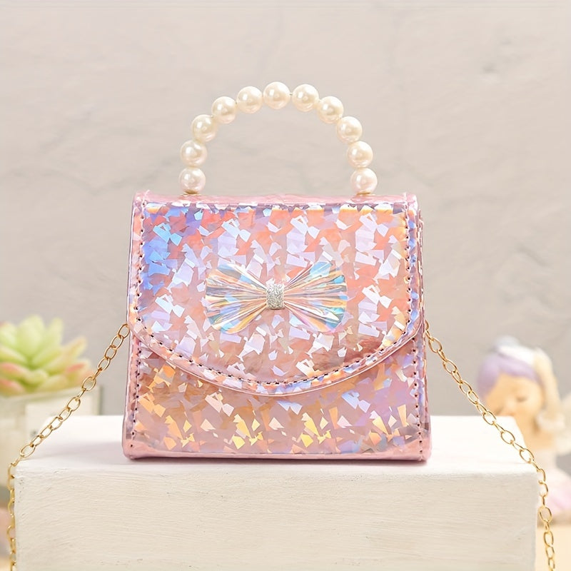 Glitter Bow Decor Coin Purse Crossbody Bag