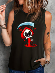 Halloween Casual Tank Top Women's Plus Graphic Round Neck Vest