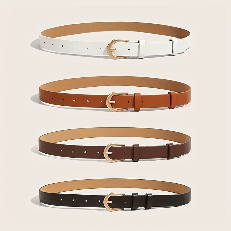 4pcs PU Belt Pin Buckle Casual Jeans Dress Girdle Women