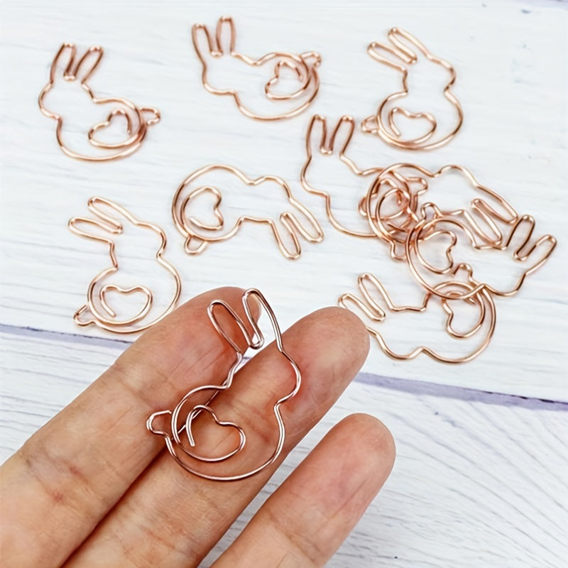 10pcs Rabbit Heart Paper Clip Bookmarks for Students