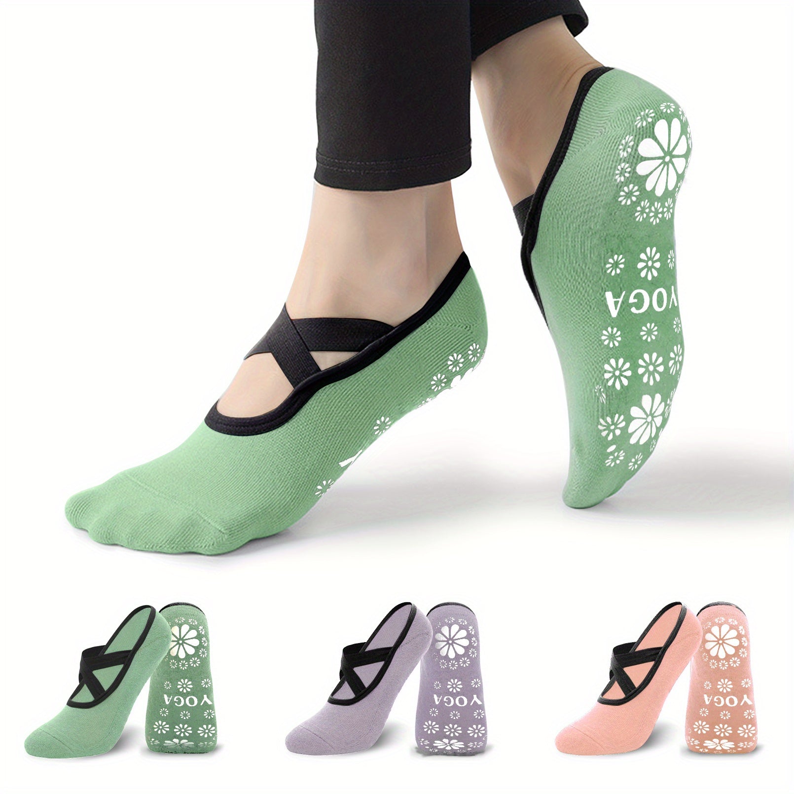 3 Pairs Non Slip Yoga Socks for Women, Perfect for Pilates, Barre, Ballet
