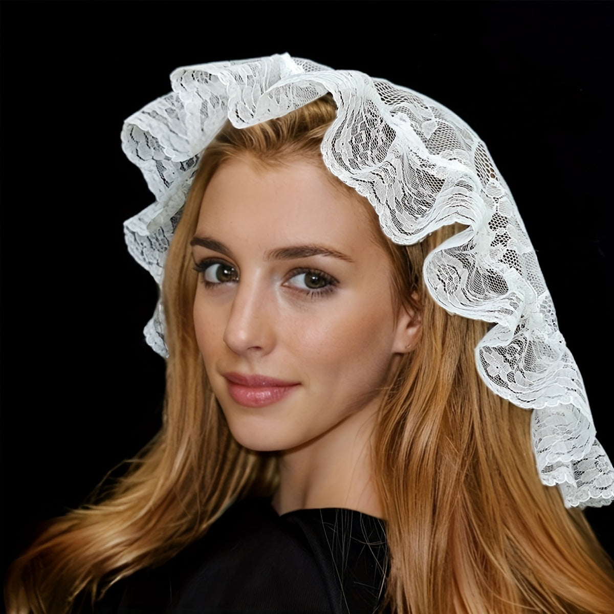 Vintage Lace Pleated Veil Headpiece European Retro Bridal Accessory