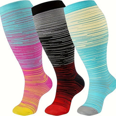 3 Pairs Plus Size Compression Socks 15-20 mmHg Extra Wide Calf
