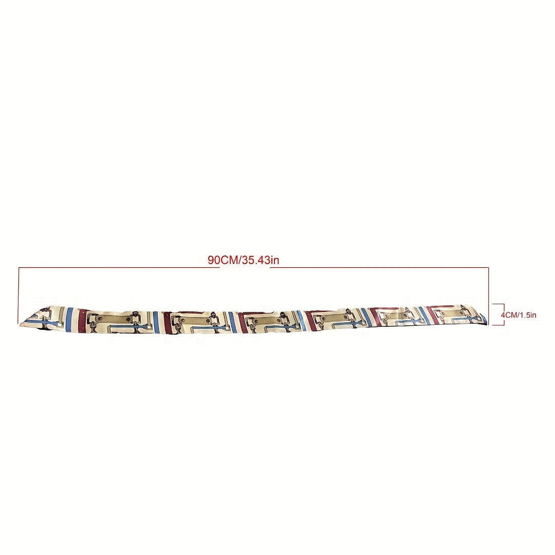 Golden Chain Print Necktie Bohemian Skinny Scarf Classic Handbag Handle Wrap