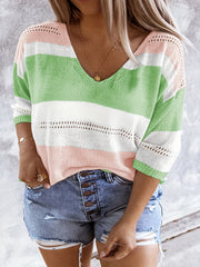 Women's Plus Eyelet Embroidered V Neck Sweater