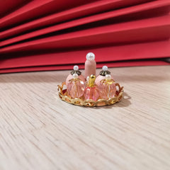 Dollhouse Mini Bedroom Bathroom Set with Pink Perfume Bottles and Golden Tray