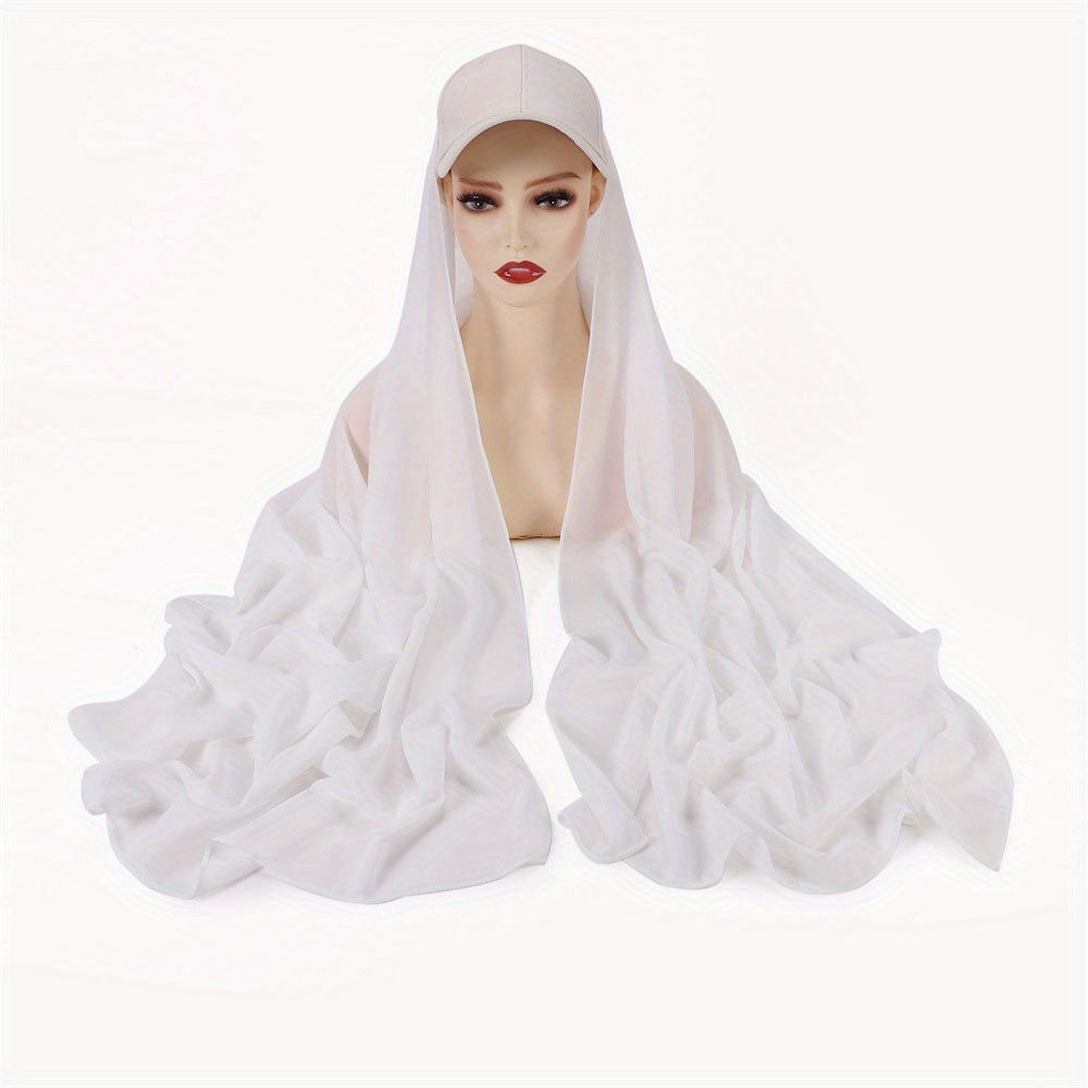 Chiffon Scarf Baseball Cap 2 Piece Set Breathable Sun Proof Hat