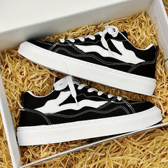 Men's Striped Platform Canvas Skate Shoes