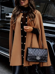 Cape Sleeve Belted Blazer Mock Neck Cloak