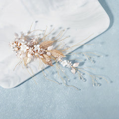 Flower & Faux Pearl Hair Clip Bridal Wedding Headwear Accessory