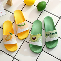 Women's Fruit Pattern Slides Open Toe Slip On Shoes
