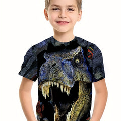 Boys Dinosaur T Shirt 3D Print Short Sleeves Summer Fun