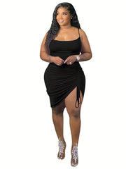 Sexy Drawstring Square Neck Cocktail Cami Dress
