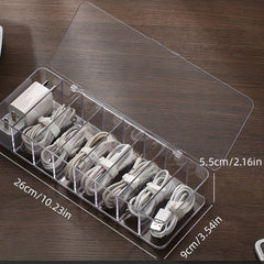 Transparent Cable Storage Box Winder for Mobile Phone Charging