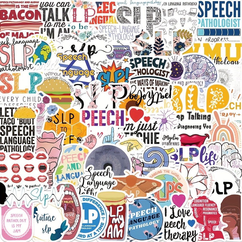 56pcs Speech Path Doodle Stickers Waterproof Art Decor Guitar Helmet Scrapbook