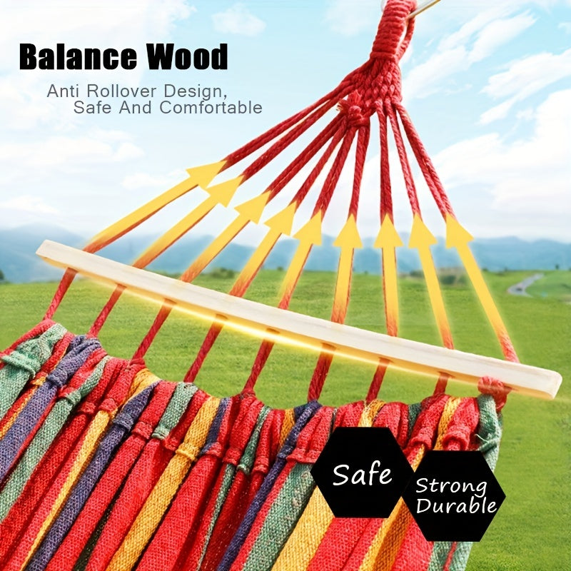 Portable 2-Person Striped Hammock for Garden Travel Camping