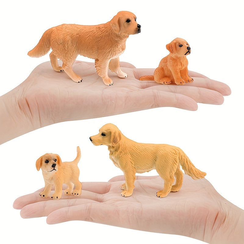 Golden Retriever Dog Figurine PVC Toy Mixed Colors
