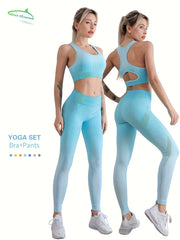 Yoga Set Racerback Crop Top & Leggings Suit Women's Activewear