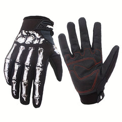 Fleece Waterproof Motorcycle Gloves Non Slip Full Finger Ghost Claw Printed