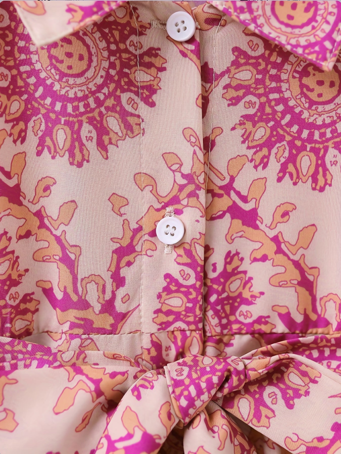 Baby Girls Lapel Vintage Geo Print Mini Shirt Dress