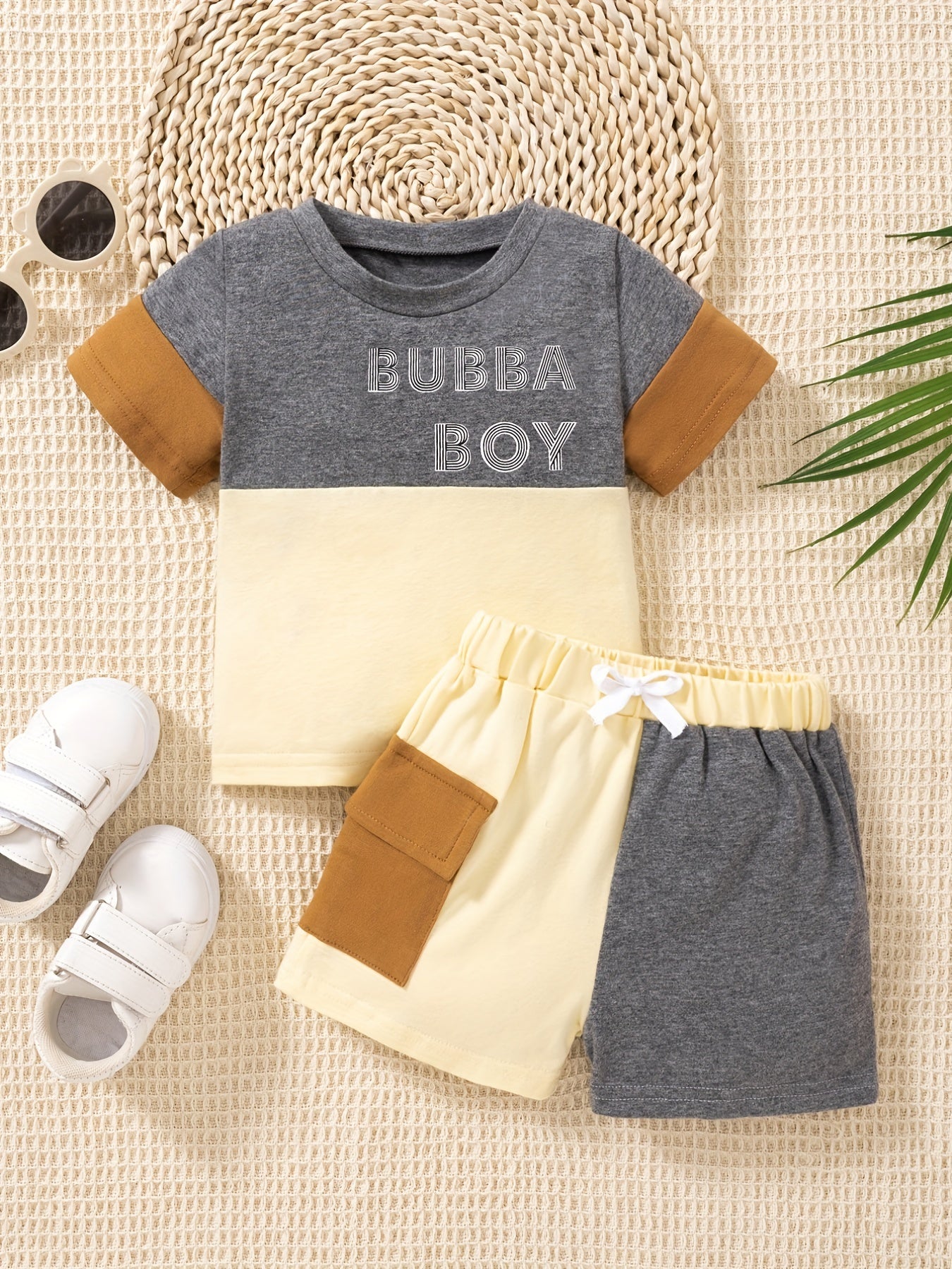 2pcs Baby Boys Block Bubba Boy T shirt & Shorts Set Clothes