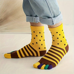Men's Split Toe Tabi Socks Low Cut Five Toe Stripe Design