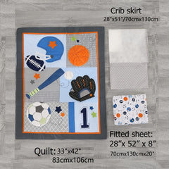3pcs Sports Print Baby Bedding Set Crib Bedding Set For Children Nursery Kids