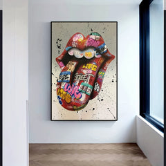 Graffiti Art Wall Paintings Print On Canvas Tongue Street Art Abstract Posters