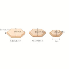 3Pcs Hexagonal Bamboo Jewelry Display Plate & Rack Set