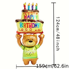 1pc Three Layer Birthday Cake Balloon Holder Brown Bear
