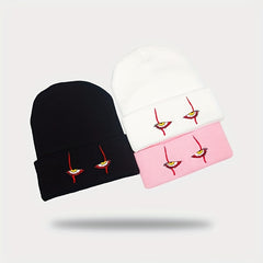 Scary Eyes Embroidery Beanie Horror Elastic Knit Hat Hip Hop