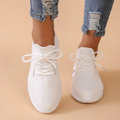 Women's Knitted Sports Shoes Lace Up Running Trainers Lightweight Sneakers