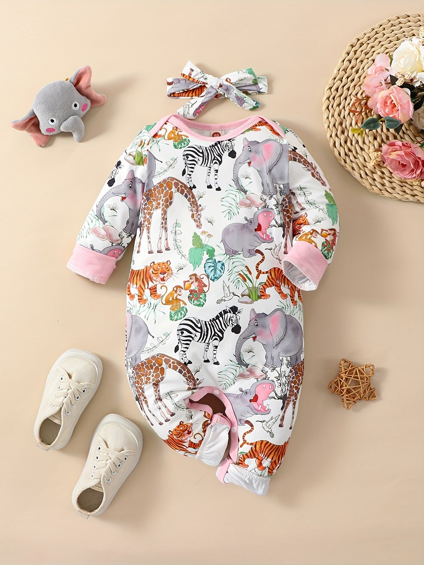 Cartoon Animal Print Baby Jumpsuit Long Sleeve Romper