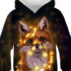 Kids Cartoon Fox Hoodie, Boys/Girls Hooded Sweatshirt, Top for 4-14 Years