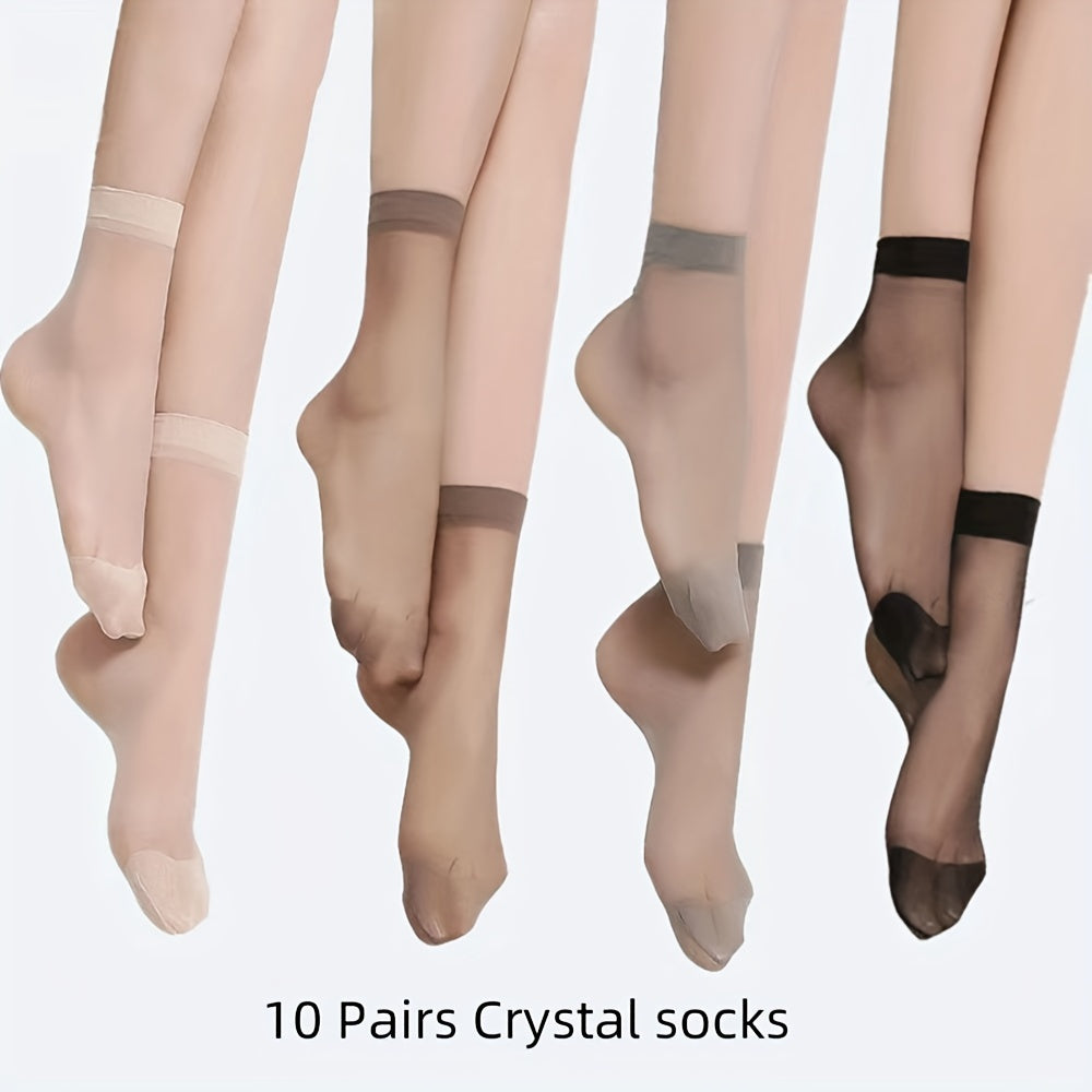 10 Pairs Sheer Short Socks Lightweight Anti-Snag Women's Stockings