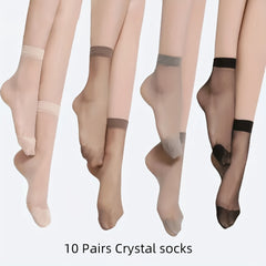 10 Pairs Sheer Short Socks Lightweight Anti-Snag Women's Stockings
