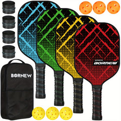 Lightweight Pickleball Paddle Set of 4 with 6 Balls and Bag