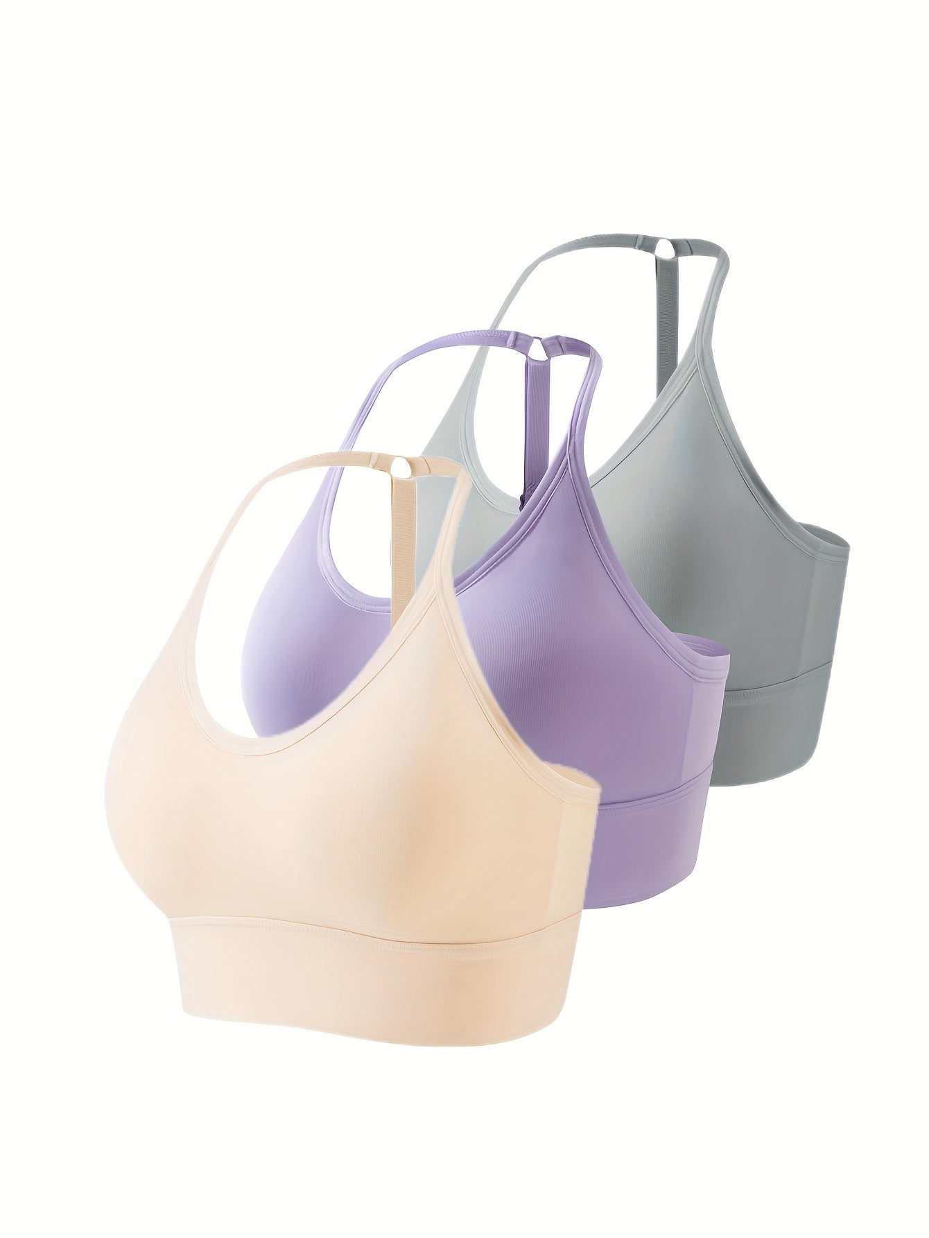 3pcs Seamless Halter Sports Bras Yoga Fitness Bra Women's Lingerie