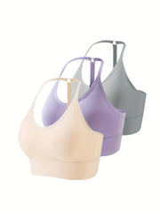 3pcs Seamless Halter Sports Bras Yoga Fitness Bra Women's Lingerie