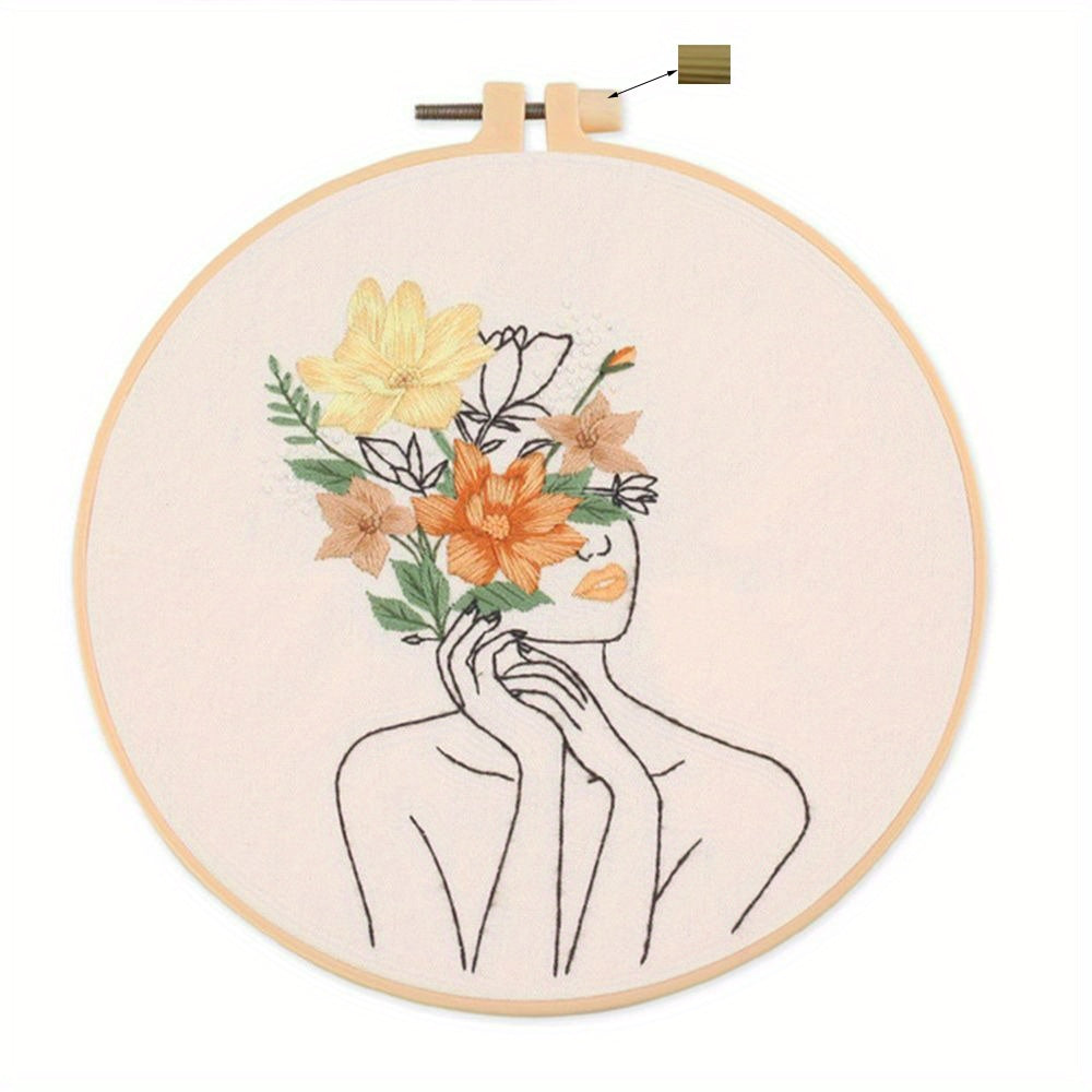 Floral Cross Stitch Kit for Beginners with Instructions